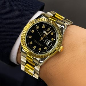 Rolux Watch Black dial with to tone Silver & Golden