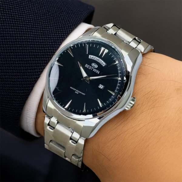 Best Win Watch Silver Color Black Dial