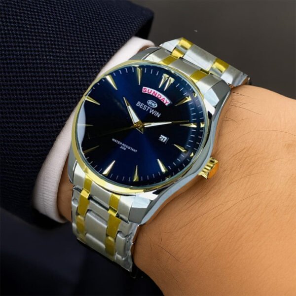 Best Win Watch to tone Silver & Golden Blue dial