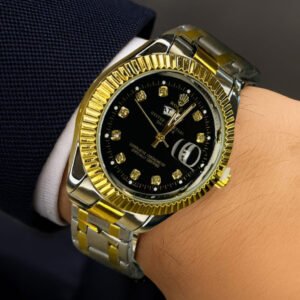 Rolux Watch Black dial with to tone Silver & Golden