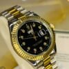 Rolux Watch Black dial with to tone Silver & Golden