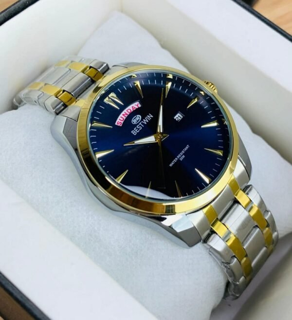 Best Win Watch to tone Silver & Golden Blue dial